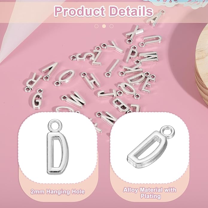 uxcell Letter Charm, Alloy Letter Initial Alphabet Charm for DIY Crafts Jewelry Making Bracelet Earrings Necklace
