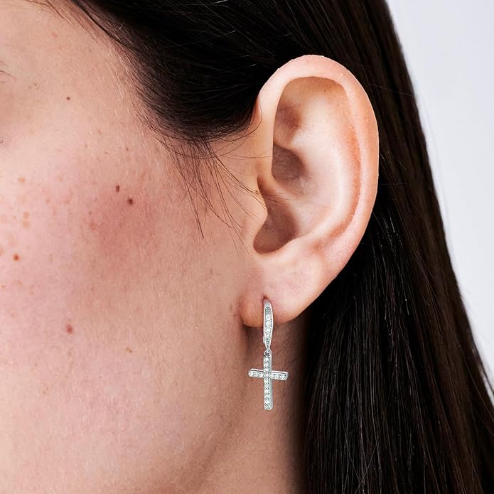 14K Gold Earring Cross Waterdrop Butterfly Heart Knot Earrings for Women Gold Silver Cross Leverback Drop Gold Silver Teardrop Hoop Dangle Earring White Gold Dangle Drop Earring