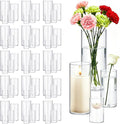 64 Pack Glass Cylinder Vases 4, 10 Inch Tall Clear Flower Vase Hurricane by Homjoy