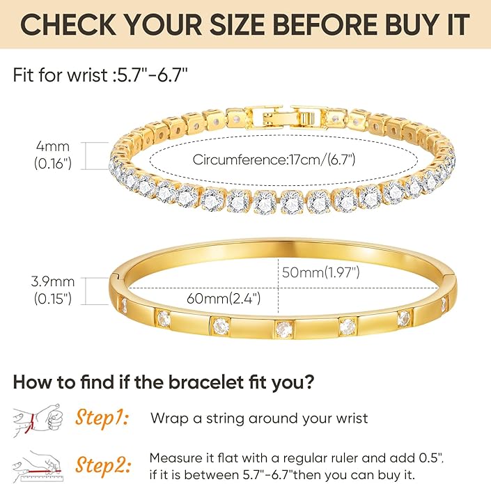 Stackable Gold Bracelets for Women - 2Pcs 18K Gold Plated Cubic Zirconia Bangle Bracelet Friendship Tennis Bracelet Stack Jewelry,Party Christmas Birthday Gifts for Her Girlfriend Sister Wife Daughter
