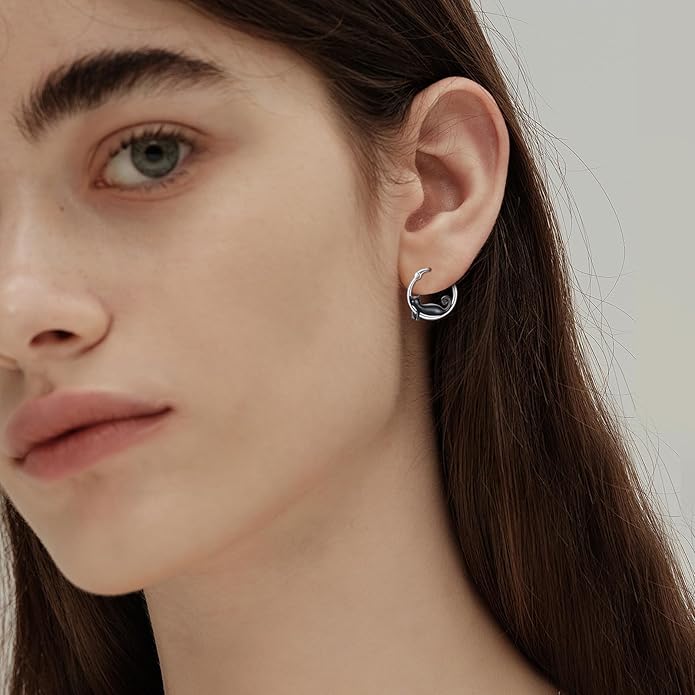JUSTKIDSTOY Hypoallergenic Panda/Unicorn/Hummingbird/Dolphin Hoop Earrings for Women 925 Sterling Silver Animal Huggie Hoop Earrings Jewelry Gifts for Sensitive Ears