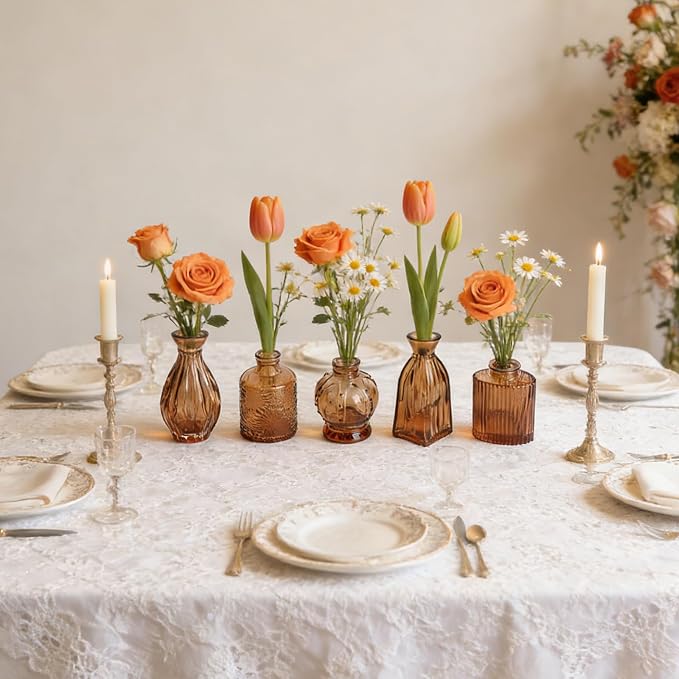 Petal Petite Small Amber Glass Bud Vase Set of 24 - Image 7