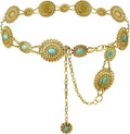 Women's Concho Chain Belt Western Cowgirl Metal Waist Chain Belt for Dress