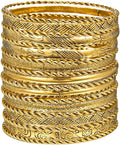 16Pcs Gold Bangle Bracelets for Women - Multi Layer Stackable Textured Bracelets Boho Jewelrys Set.