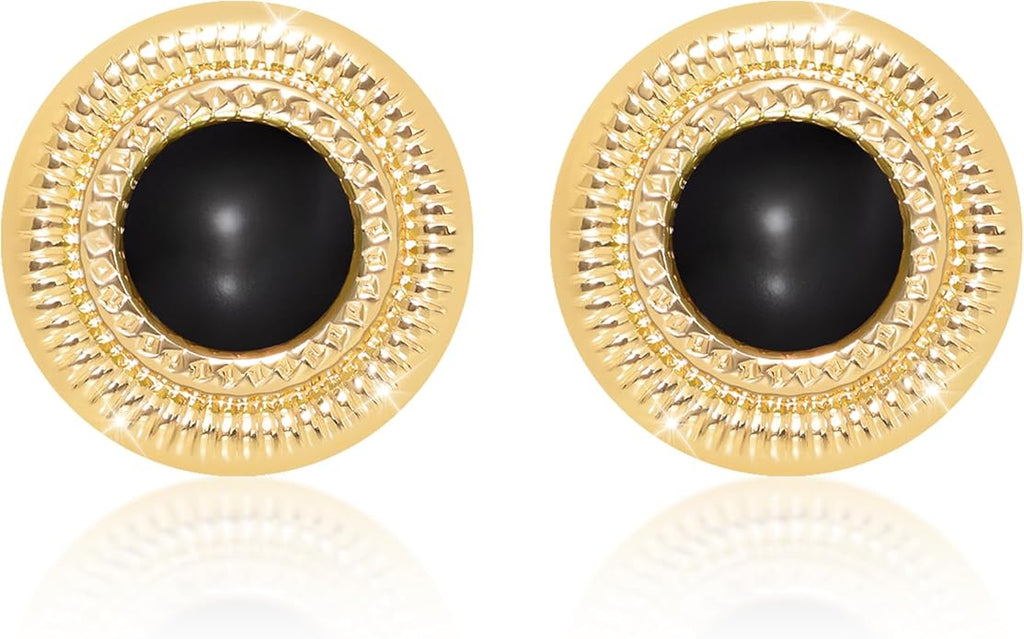 Faux Pearl Gold Plated Stud Earrings for Women, Hypoallergenic Stainless Steel Ear Pin, Available in a Variety of Pearl Colors