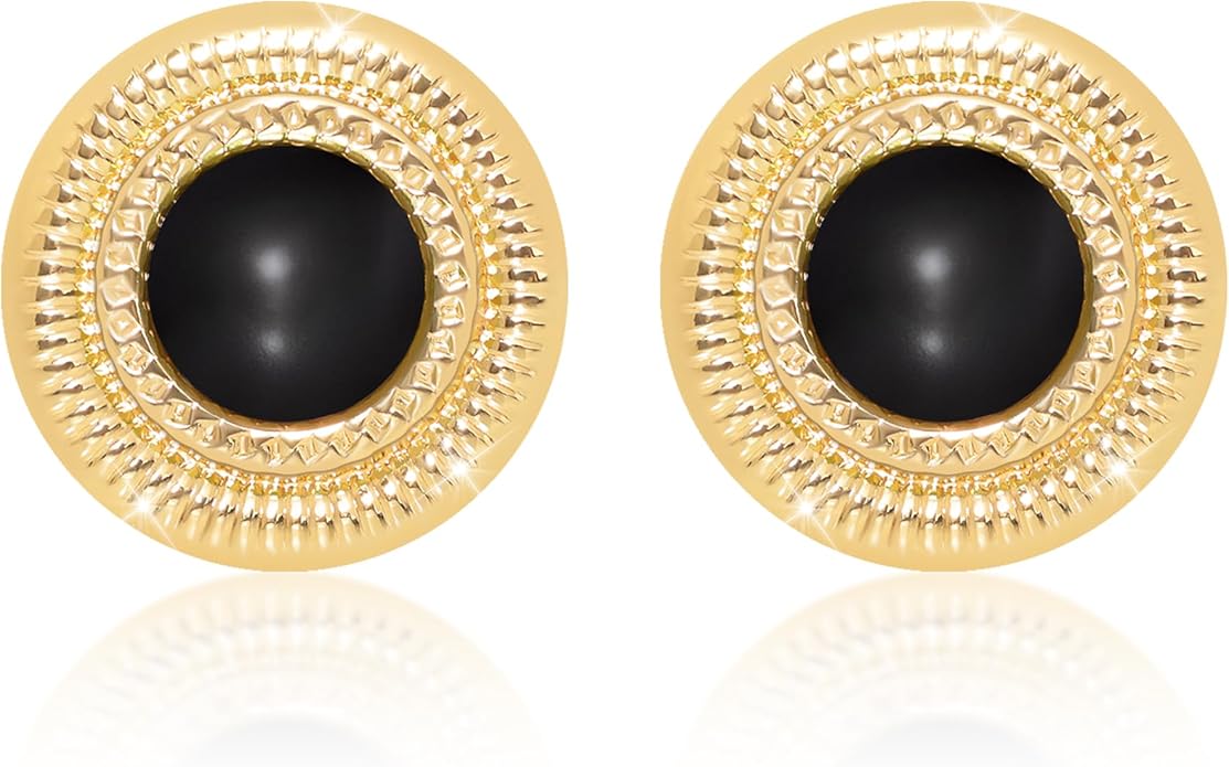 Faux Pearl Gold Plated Stud Earrings for Women, Hypoallergenic Stainless Steel Ear Pin, Available in a Variety of Pearl Colors