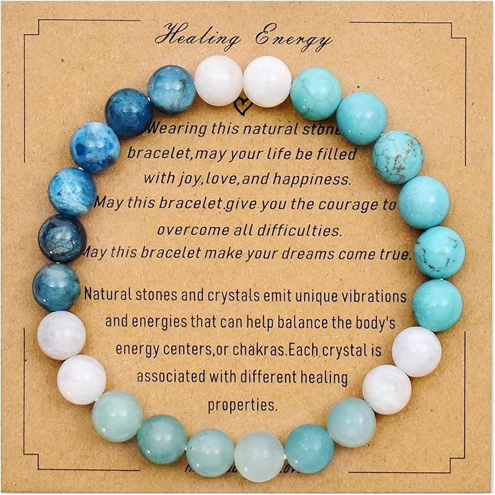 Strong Healing Crystal Bracelet 8MM Genuine Stone Bracelet Lucky Beaded Bracelet Chakra Bracelet 6.5 inch Positive Energy Inspirational Gifts for Women Mom