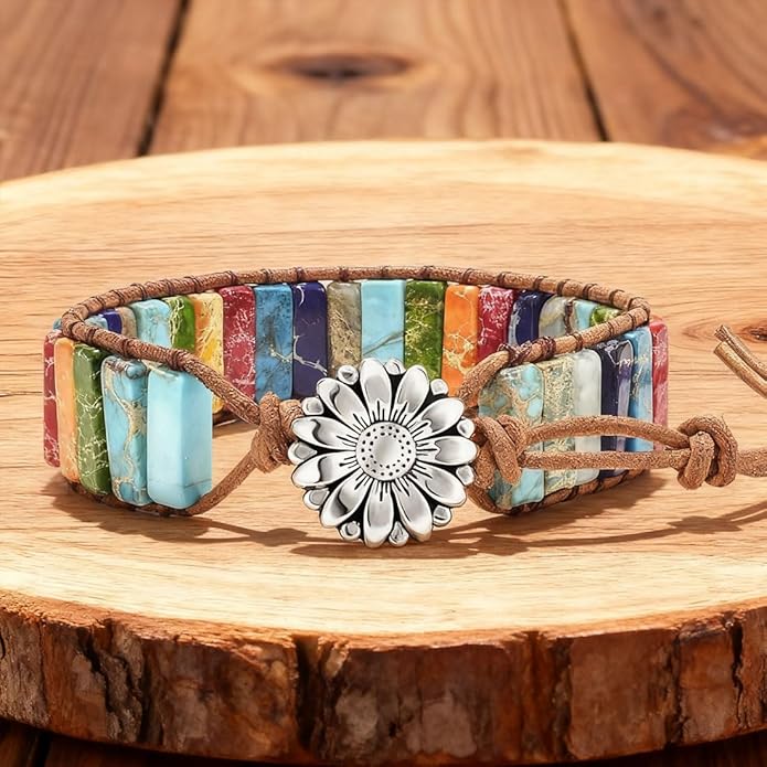 ZOSOJONA 7 Chakra Bracelet Bohemian Handmade Leather Wrap Healing Protection Natural Stone Yoga Beaded Bracelets Boho Friendship Jewelry