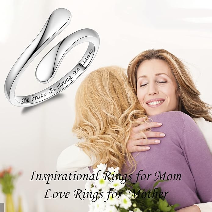 Fookduoduo 925 Sterling Silver Ring Inspirational Jewelry adjustable Wrap Open Rings for Women