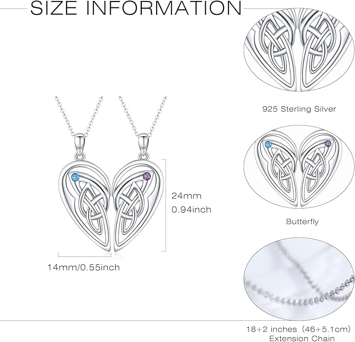Couple Necklace S925 Sterling Silver for Women Men Mother and Daughter Matching Necklace Jewelry Gifts Birthday Valentine's Day Christmas Thanksgiving