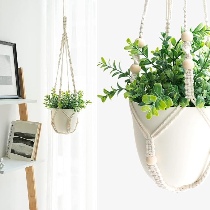 Mkono 3 Pack Macrame Plant Hangers Hanging Planters - Image 4