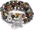 UEUC Tree of Life Yoga Healing Stone Bracelets,Multilayer Lotus Chakra Stone Reiki Bracelet Sets,Anxiety Crystal Natural Stone,for Women Stress Relief