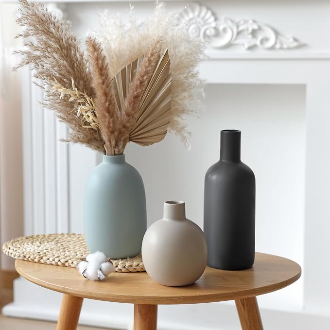 Large Ceramic Vase Set of 3, Neutral Vases Home Decor Waterproof | Farmhouse - Image 7