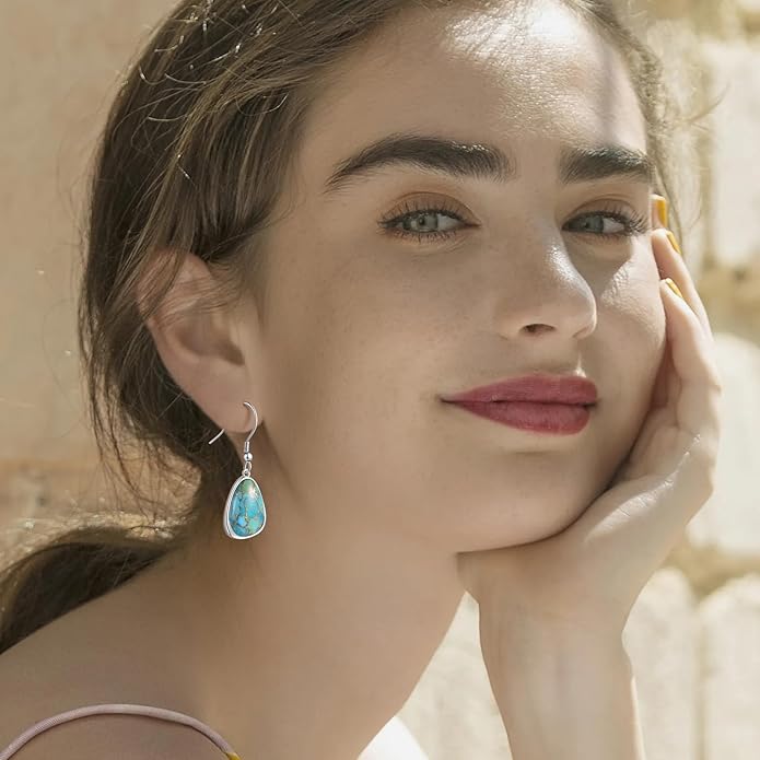 Turquoise Earrings for Women Western Jewelry for Women 925 Sterling Silver Dangle Drop Earrings Boho Western Vintage Jewelry for Gift