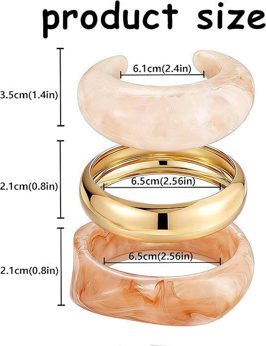 FAXHION Chunky Resin Acrylic Bangle Bracelets for Women, Colorful Wide Geometric Bangles Set, Statement Stackable Bracelet Jewelry Gift