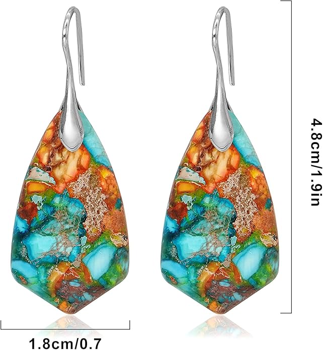 Natural Stone Earrings Multishape Dangle Drop Earrings Boho Stone Earring for Women