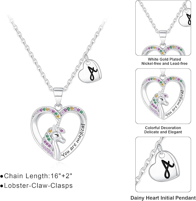 Unicorn Necklace for Girls Gifts for Girls Little Girl Jewelry Birthday Gift for Girl Daughter Granddaughter Niece-No tarnish, No reactions for sensitive skin Hypoallergenic