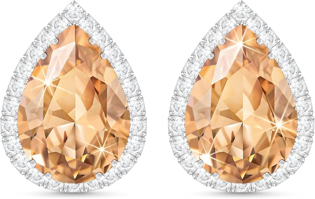 Linawe Women Stud Earrings, Teardrop Diamond Moissanite Cubic Zirconia Earrings Studs Rhinestone Jewelry Gold/Silver/Rose Gold