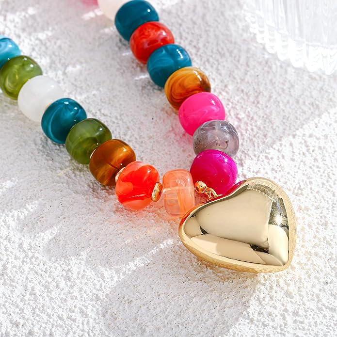 LILIE&WHITE Resin Chunky Beaded Necklace for Women Minimalistic Modern Statement Necklace Jewelry Accessories