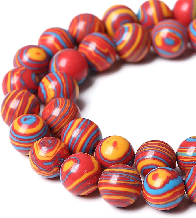 46PCS 8mm Natural Orange Malachite Beads Round Loose Stone Beads for Jewelry Making DIY Bracelet Necklace 15 Inch,Energy Stone Healing Power