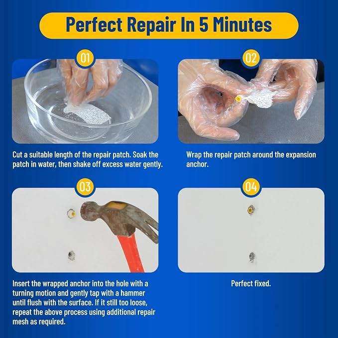 Kenbry Drywall Anchor Repair Kit, 1.96' x 39.37' Patch Easy Cut - Image 7