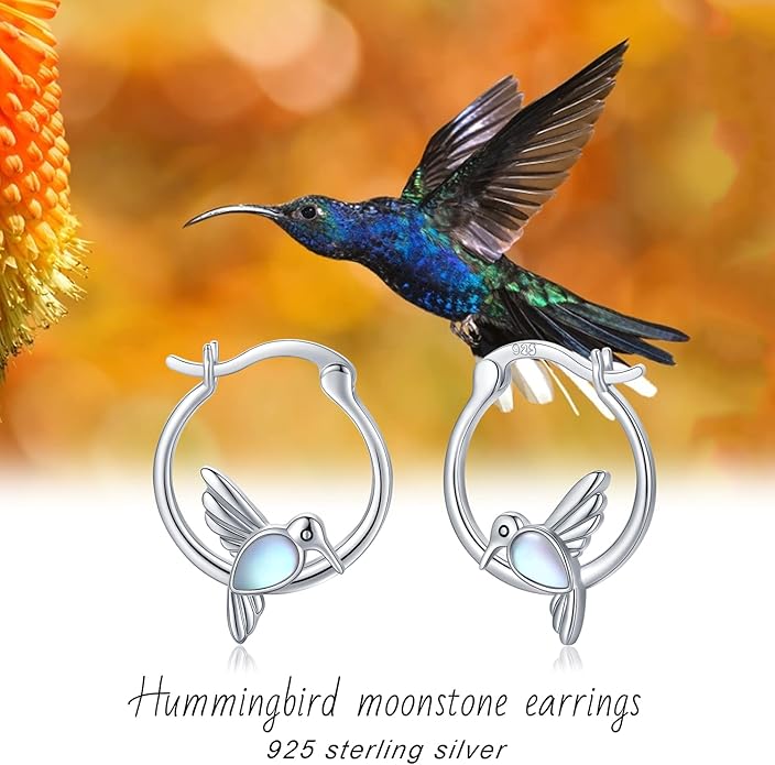 JUSTKIDSTOY Hypoallergenic Panda/Unicorn/Hummingbird/Dolphin Hoop Earrings for Women 925 Sterling Silver Animal Huggie Hoop Earrings Jewelry Gifts for Sensitive Ears