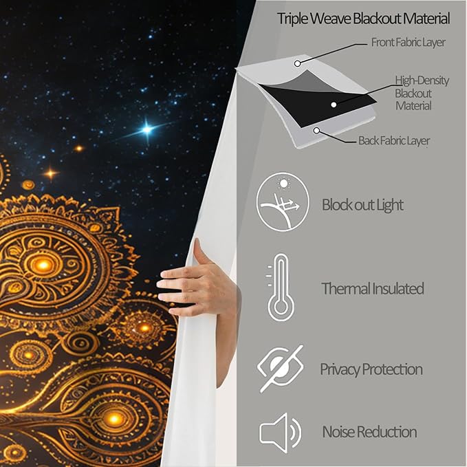 Tree of Life Curtains for Bedroom Living Room Decor, Starry Sky Thermal - Image 6