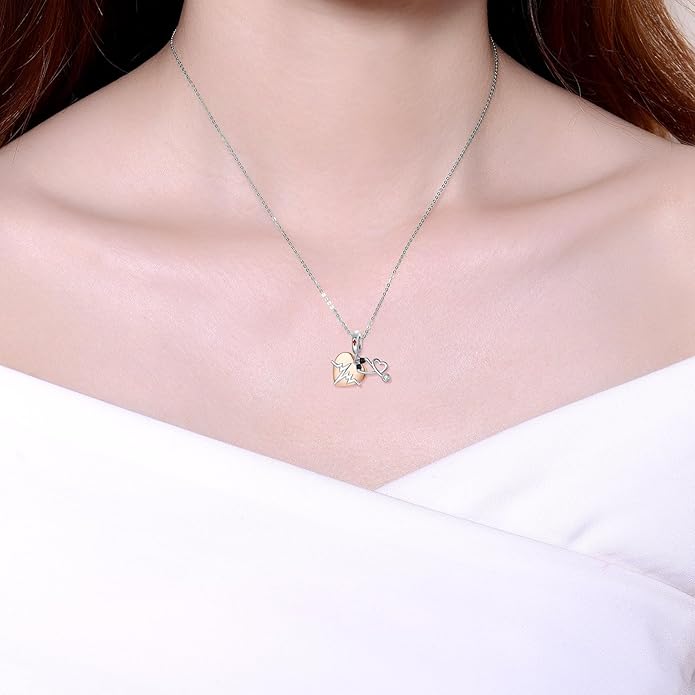 Birthday Fashion Love Heart Dangle Charm 925 Sterling Silver Charms fits Bracelets and Necklace Pendant Bead Charms Jewelry Present for Women Family Friends