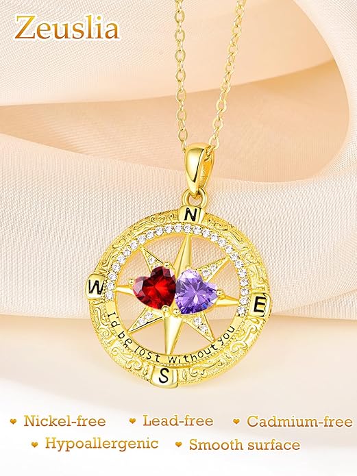 Valentine's Day Gifts for Wife 925 Sterling Silver Double Birthstone Pendant Necklaces I Love You for Always and Forever Necklace Anniversary Birthday Gifts for Wife Girlfriend Mom Her