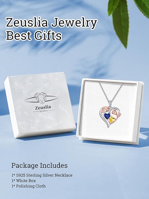 Valentine's Day Gifts for Wife 925 Sterling Silver Double Birthstone Pendant Necklaces I Love You for Always and Forever Necklace Anniversary Birthday Gifts for Wife Girlfriend Mom Her