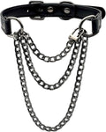 FEOYA Leather Choker Collar For Women Handmade Adjustable Triple-Layer Slip Chain Punk Gothic Chain Collar Necklace