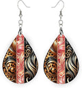 Teardrop Wood Earrings Light Weight Printed Image Dangle Jewelry, Fun and Funky