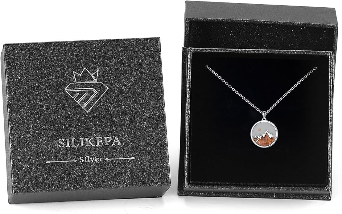 Natural Necklace for Women 925 Sterling Silver Mountain/Wave Pendant Necklace Nature Jewelry Gift for Women