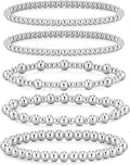 adoyi Valentines Day Gifts for Her Gold Bracelets for Women Waterproof, 14K Gold Plated Beaded Strand Bead Ball Bracelets stack Adjustable Jewelry Set for Gifts
