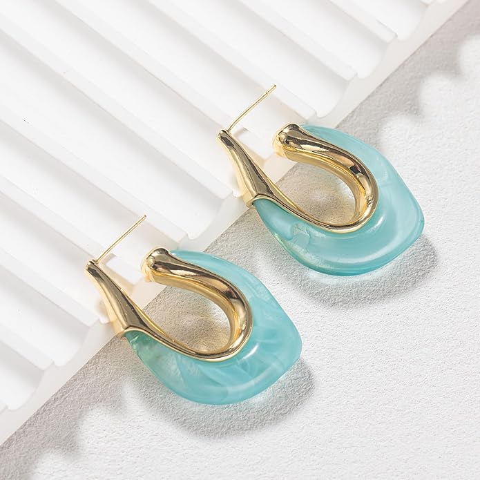 Acrylic Hoop Earrings Chunky Huggie Statement Vintage Earrings Cute Resin Drop Earring Trendy Jewelry Gifts for Women