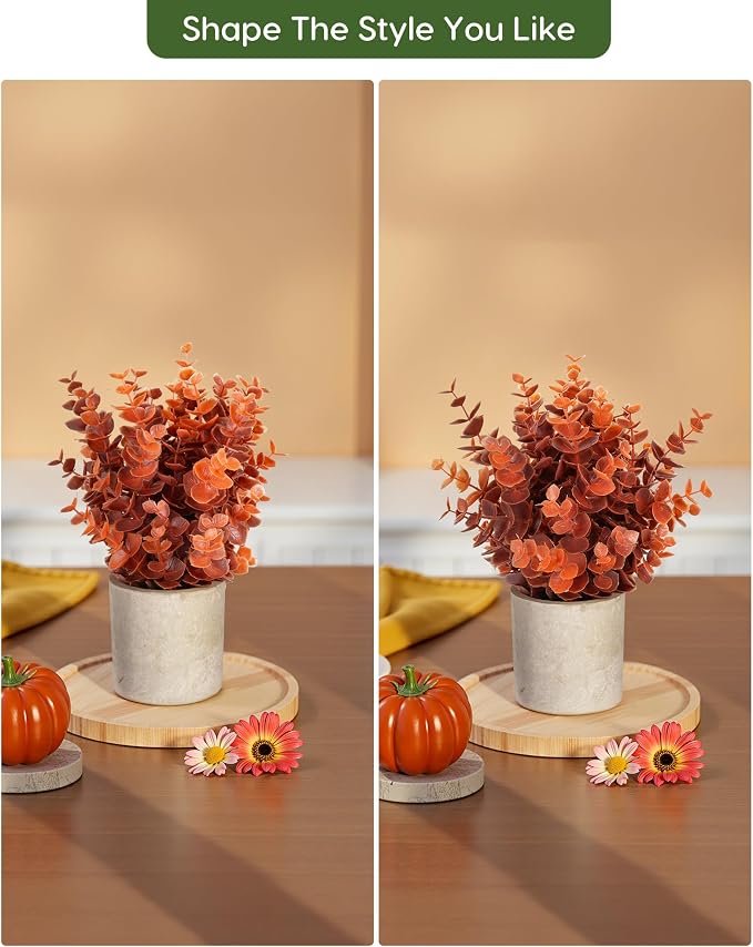 Velener 2 PCS Small Fake Eucalyptus Plant Artificial Potted Plants Indoor - Image 3