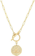 Aobei Pearl 18K Gold Plated Moon Star Lion Evil Eye Love Heart Cross Pendant Necklace Medallion Paperclip Chian Choker Layering Jewery for Women