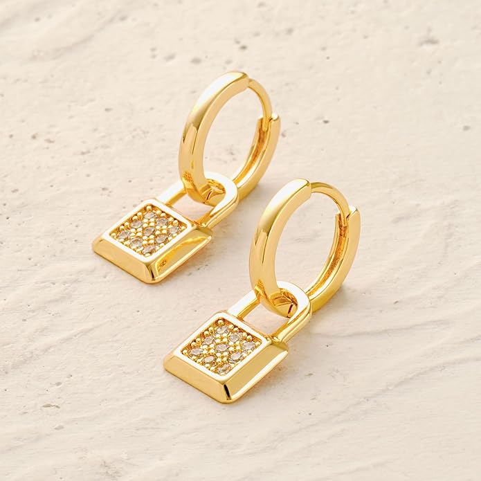 MYEARS Women Earrings Gold Huggie Hoop Dangle Drop 14K Gold Plated Small Simple Hypoallergenic Everyday Jewelry