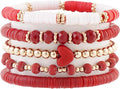 Heishi Beaded Stretch Bracelets for Women Stackable Polymer Clay Beads Bracelets Friendship Boho Summer Beach Bracelet Jewelry Set