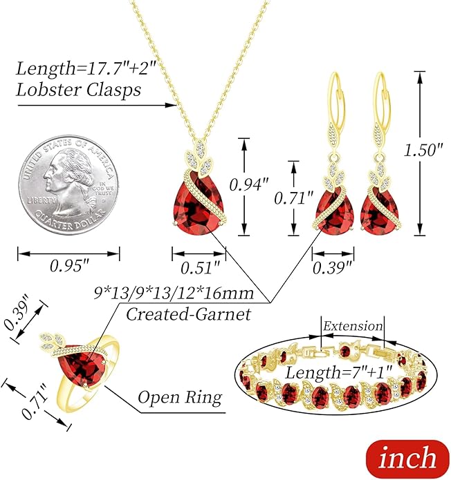 GZWHD Jewelry Set for Women CZ Earrings Necklace Ring Bracelet Set Prom Party Wedding Jewelry Gift for Mother Friend Wife