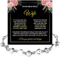 “To My Wife Heart Bracelet – Crystal Heart Link Jewelry Gift with Message Card”.