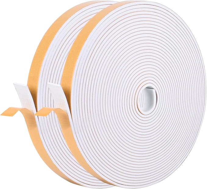 Kikerike Self Adhesive Foam Tape Weatherstrip 1/2in x 1/8in x 66Ft High Density by Kikerike