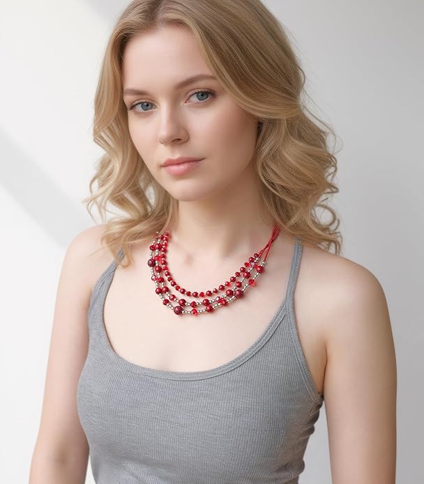 Noessla Beaded Statement Necklaces for Women Layered Chunky Bead Necklace Fashion Costume Jewelry Gifts for Mom