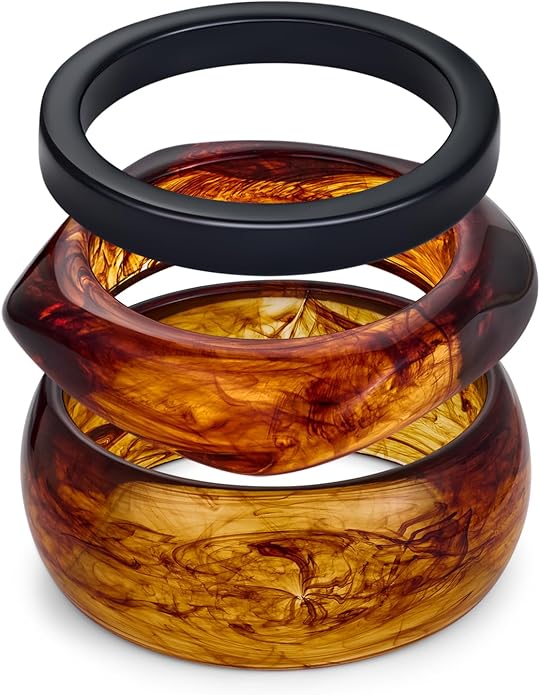 Chunky Resin Bracelet for Women Vintage Tortoiseshell Resin Bangle Bracelets Set Wide Acetate Wristband Acrylic Bracelet Statement Jewelry