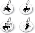SM Design Western Charm Set of 4 – Stainless Steel Western Charms for Bracelets & Necklaces – Cowgirl, Ranch & Country Style Jewelry Charms – Western Gift for Women & Moms