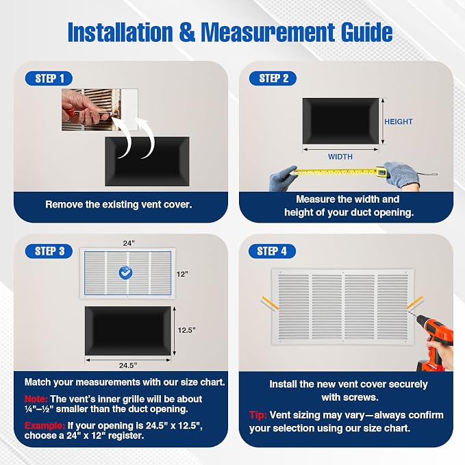 Fancat 24x12 Duct Opening | Steel Return Air Grille | Vent Cover Grill - Image 5