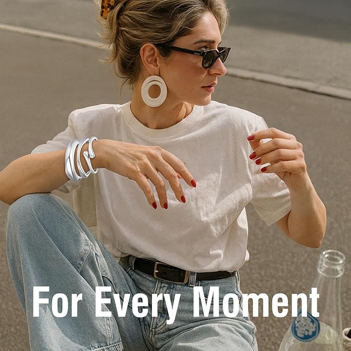 Chunky Gold Bangle Bracelets for Women Trendy 14K Gold Plated Cuff Bracelets Stack, Dainty Bracelet Sets Fashion Jewelry Gift