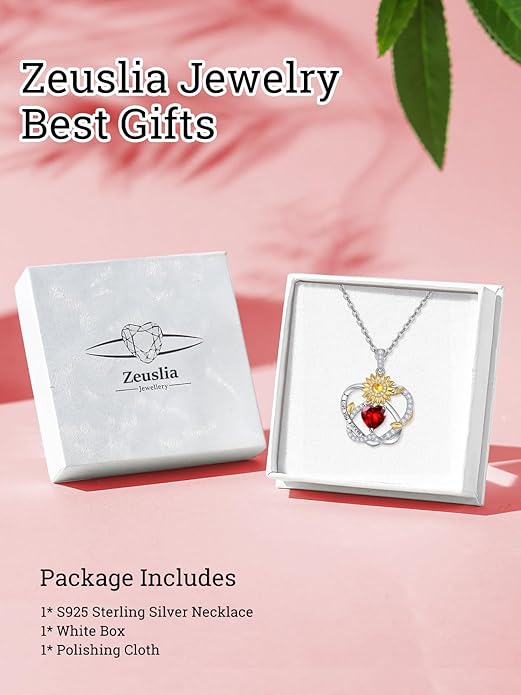 Valentine's Day Gifts for Wife 925 Sterling Silver Double Birthstone Pendant Necklaces I Love You for Always and Forever Necklace Anniversary Birthday Gifts for Wife Girlfriend Mom Her