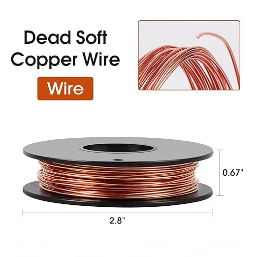 24 Gauge/0.5mm 266 Feet 5 oz 99.9% Dead Soft Copper Wire for Electroculture Gardening, Jewelry Making, Beading, Science Projects, DIY Artwork, Pure Bare Copper Wire