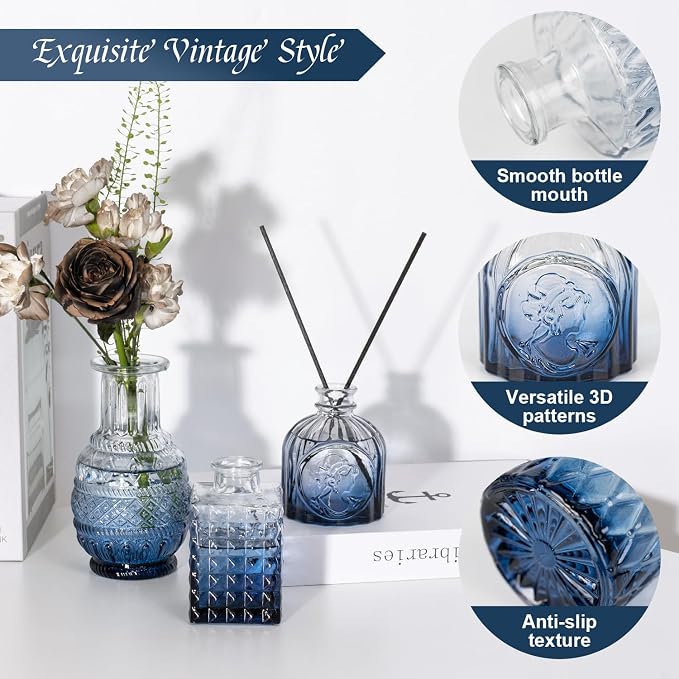 Clear Gradient Blue Glass Bud Vase Set of 12 Pcs, Small Bud Vases in Bulk - Image 9